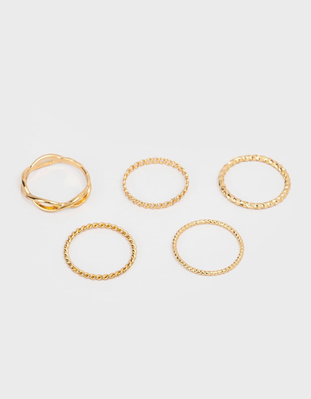 Kit 05 Anéis Dourados Essential Mix