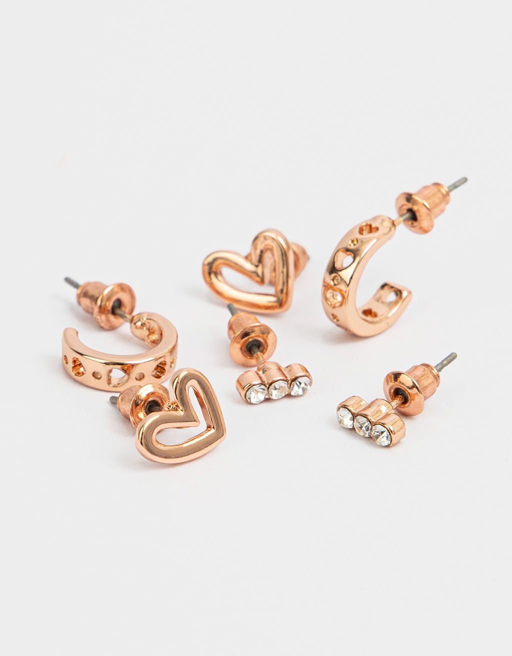 Kit 03 Brincos Strass Folheado Ouro Rose Romantic Dourado 2