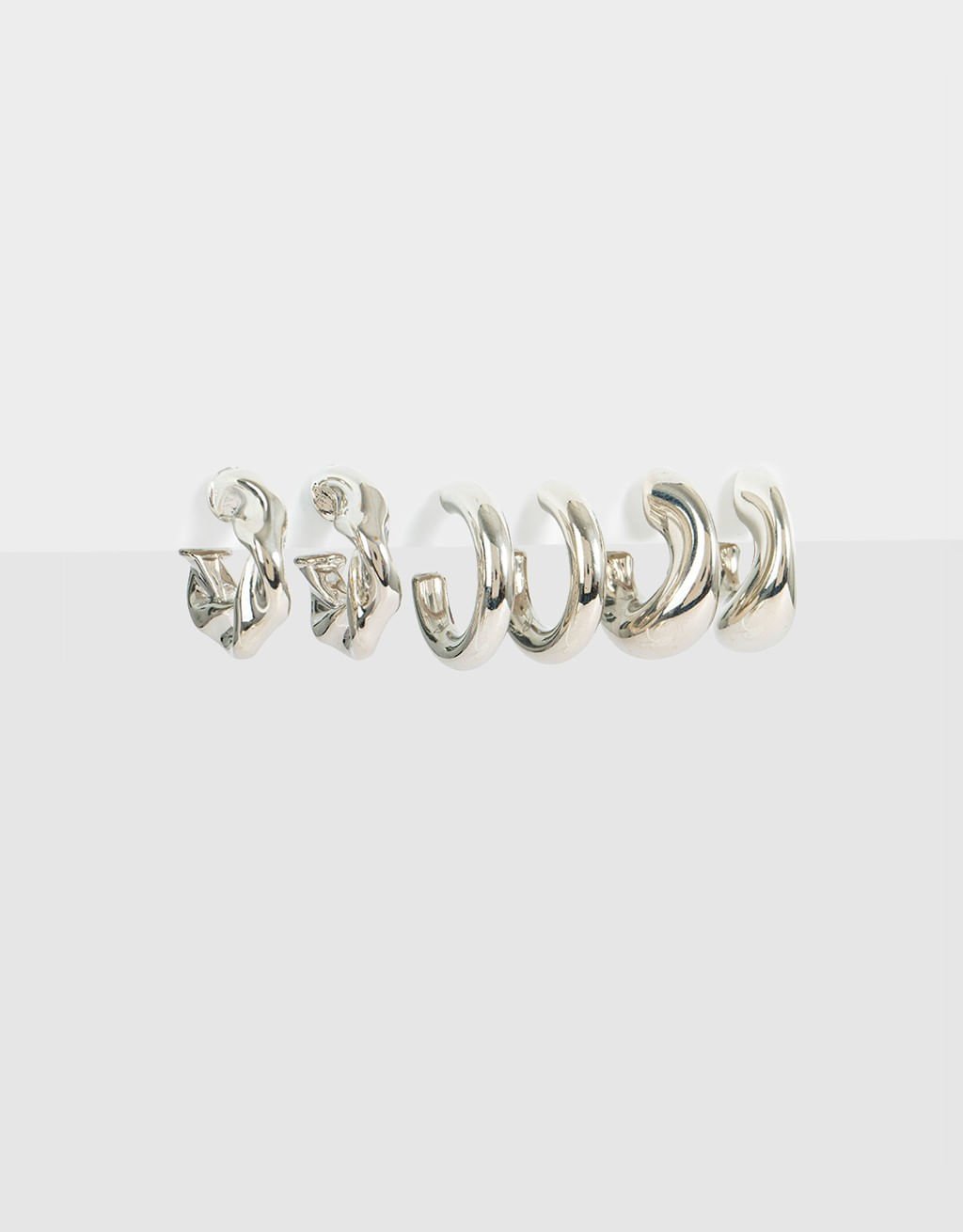 Kit 03 Pares de Argolas Prateadas Mix New Basic