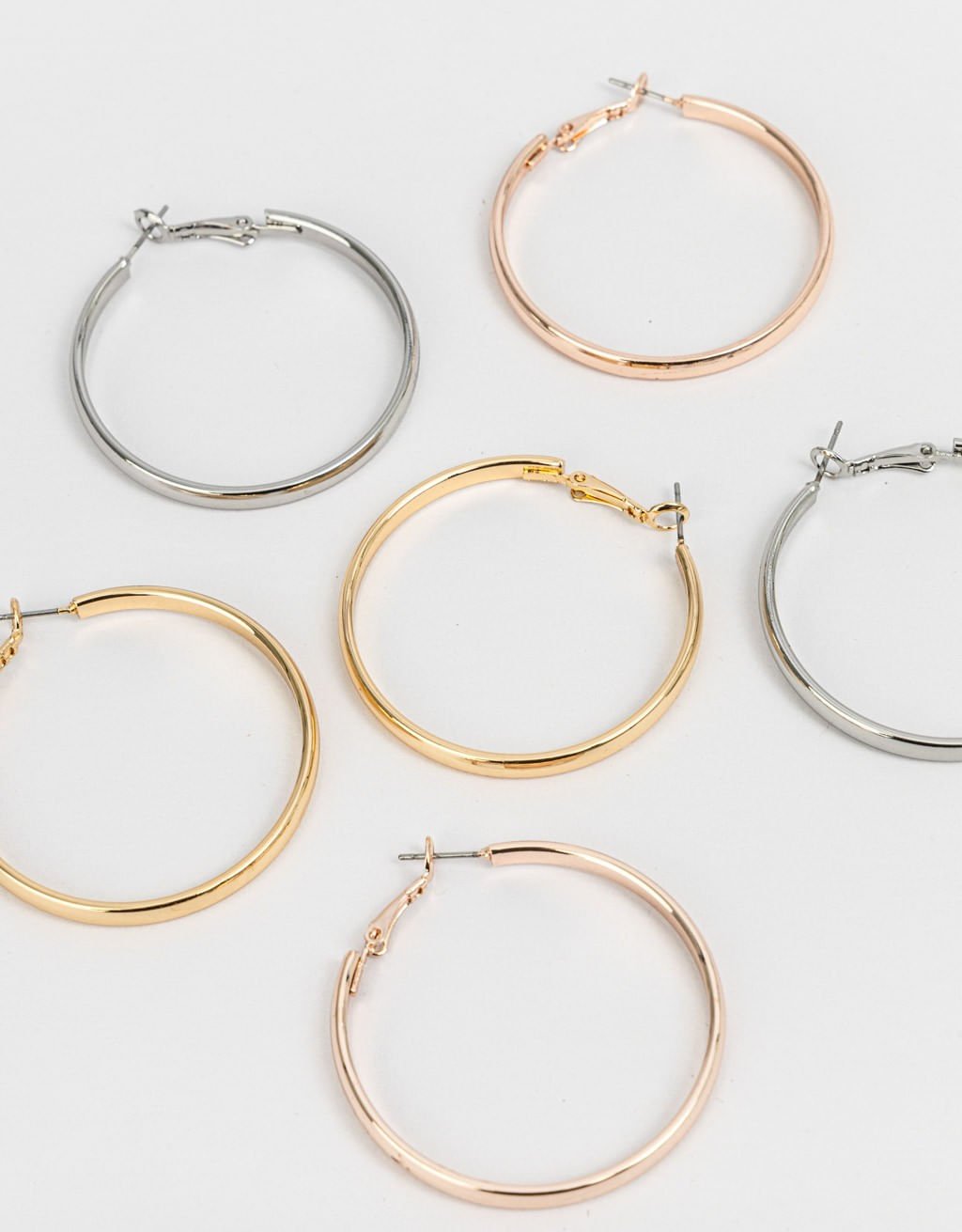 Kit 03 Pares de Argolas Mixplating Prata/Dourado/Bronze 2