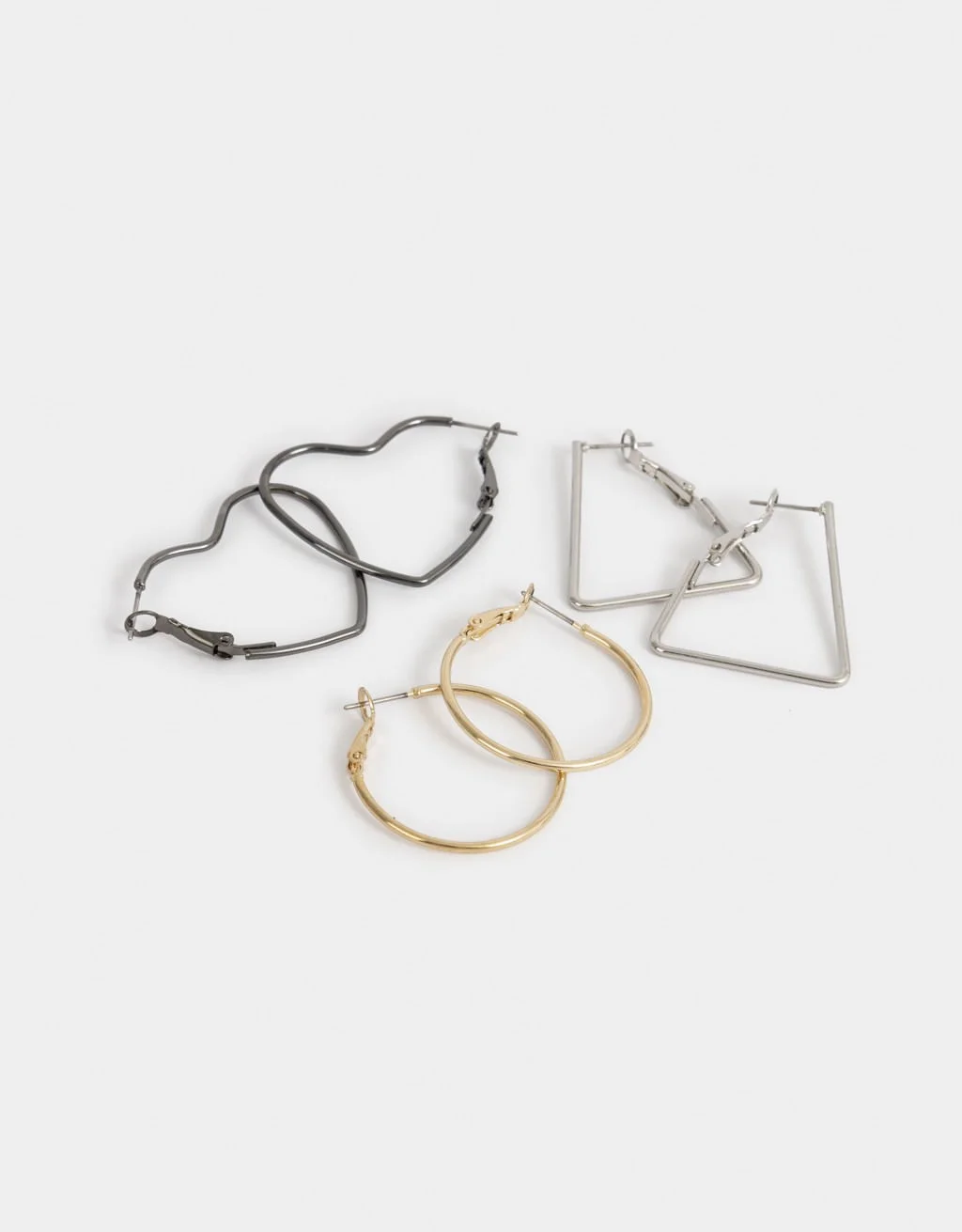 Kit 03 Pares de Brincos Argolas Essential Mix Dourado/Prata/Preto 2
