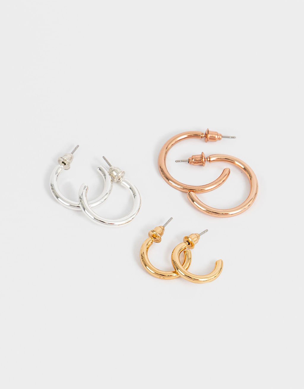 Kit 03 Pares de Argolas Folheadas a Ouro Essential Multicores 2