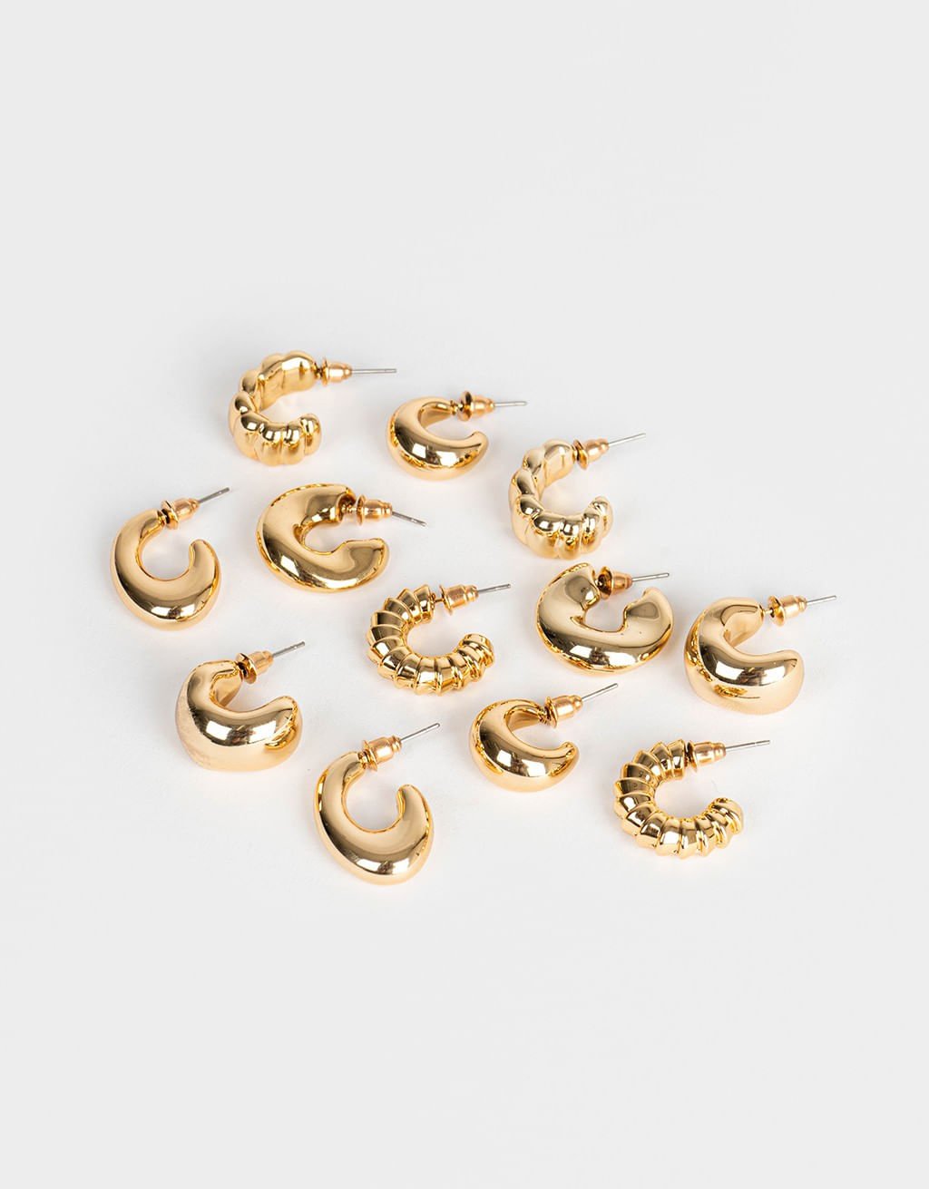 Kit 06 Pares de Argolas Mix New Basic Dourado 2