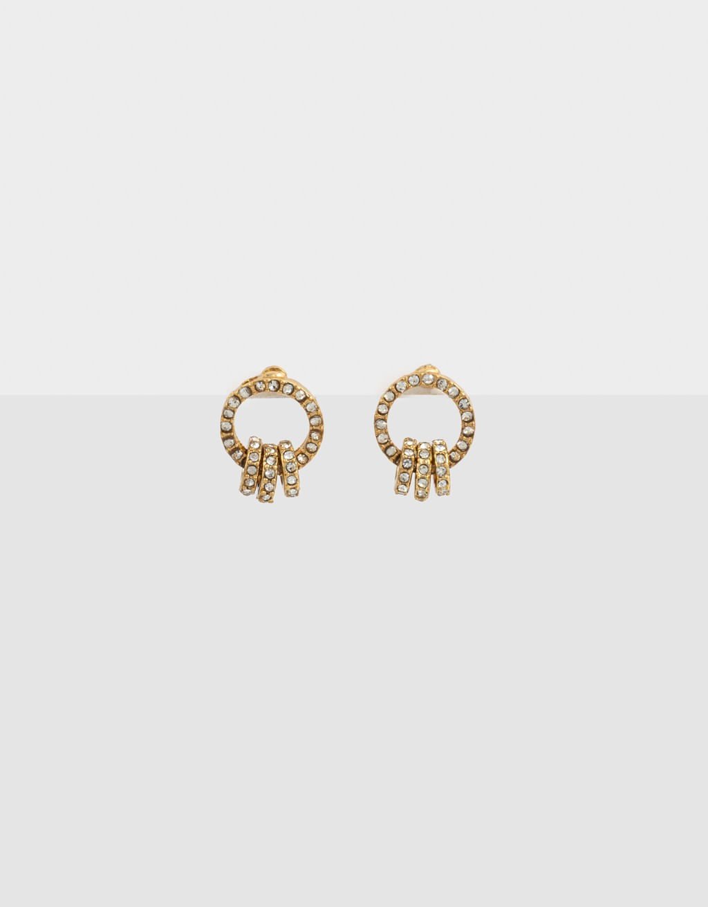 Brinco Dourado Circular Strass Folheado a Ouro Glam