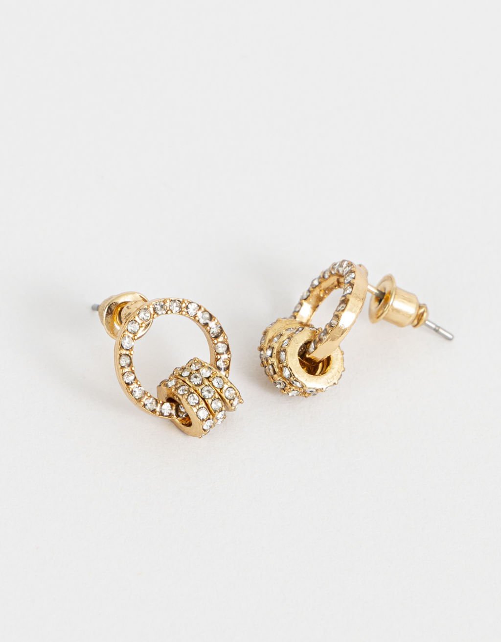 Brinco Dourado Circular Strass Folheado a Ouro Glam Dourado 2