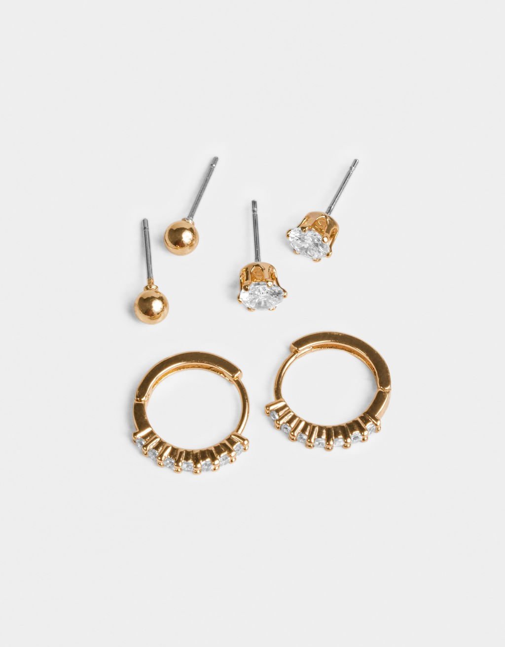 Kit Brincos Folheados a Ouro Zircônia Dourado 2