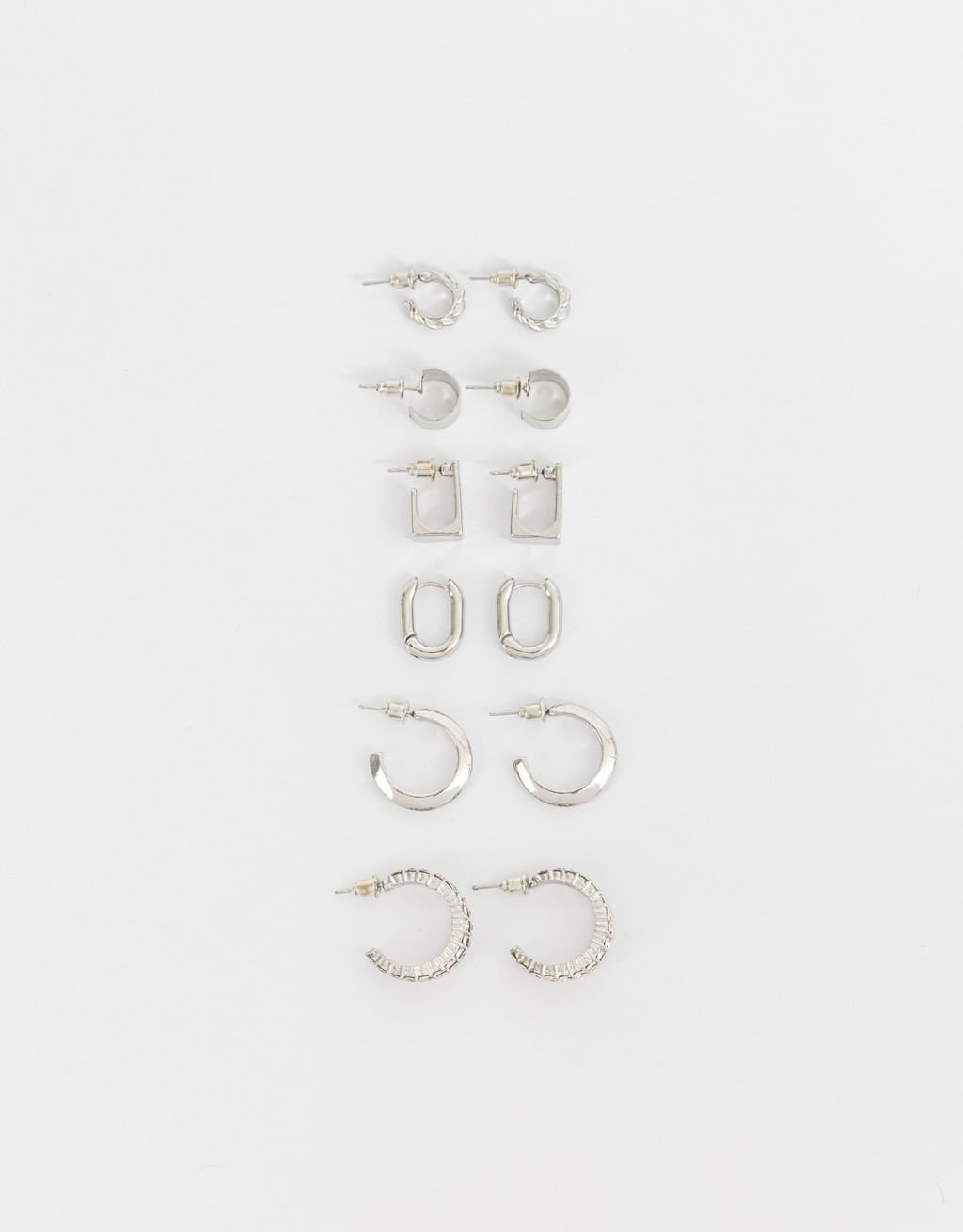 Kit 06 Pares de Argolas Prateadas Mix Essential