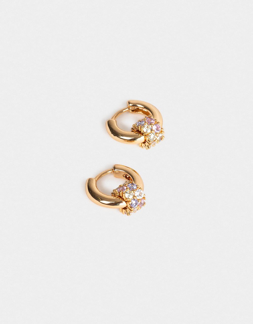 Argolas Folheadas a Ouro com Strass e Zircônia Cúbica Premium Dourado 2