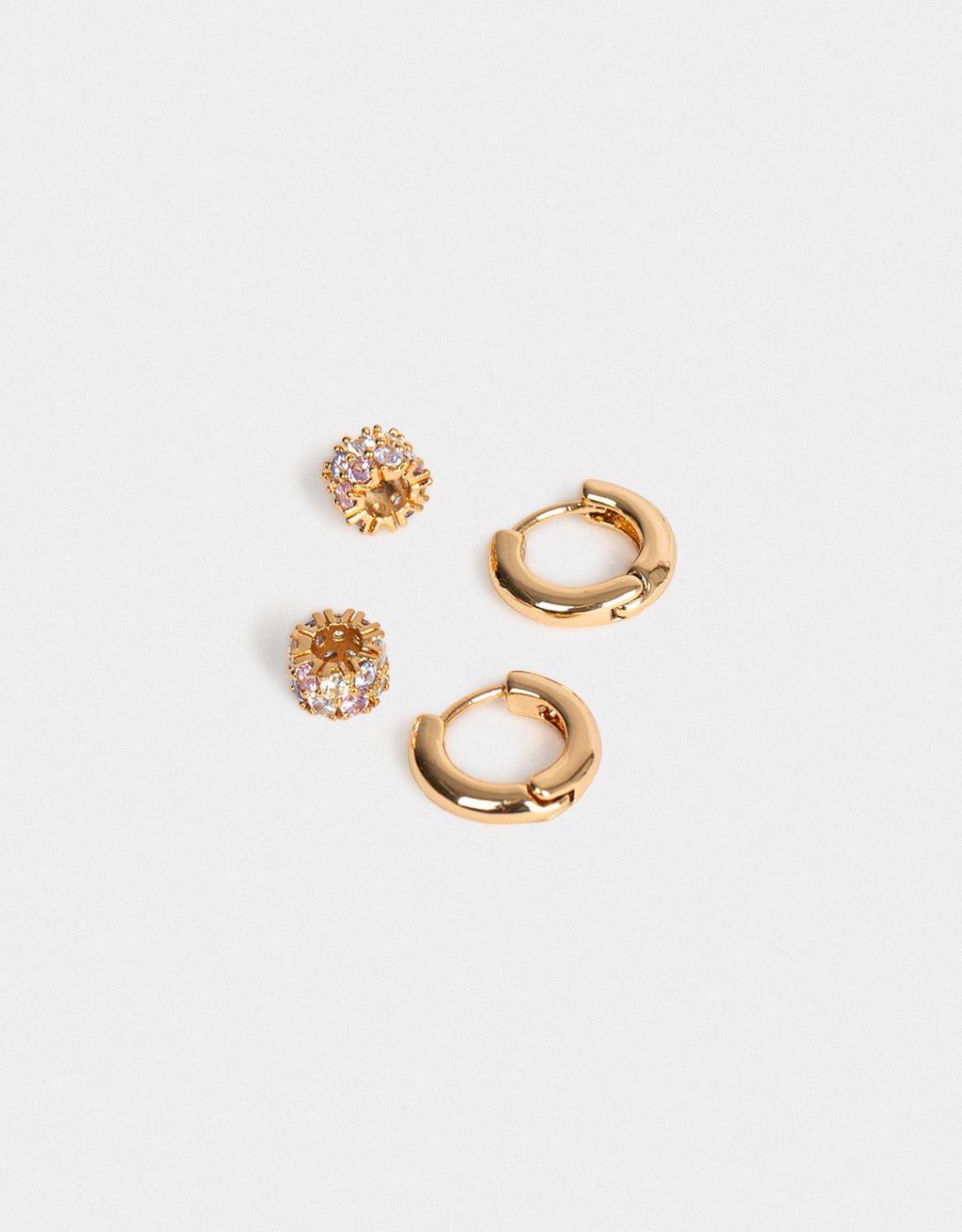 Argolas Folheadas a Ouro com Strass e Zircônia Cúbica Premium Dourado 3