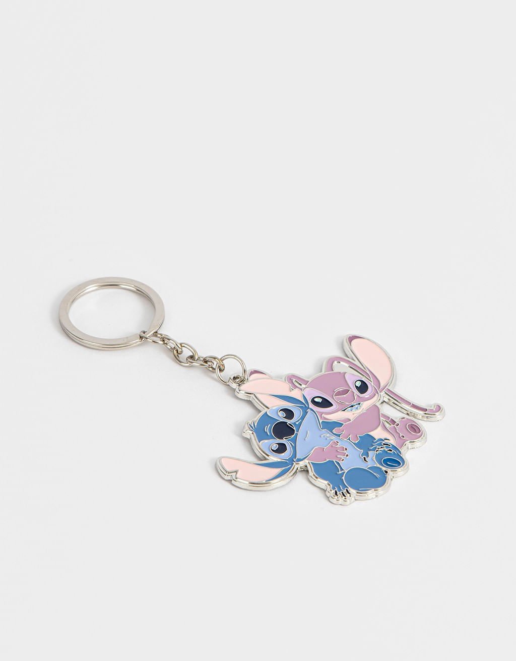 Chaveiro Metálico Stitch & Angel Prata 2