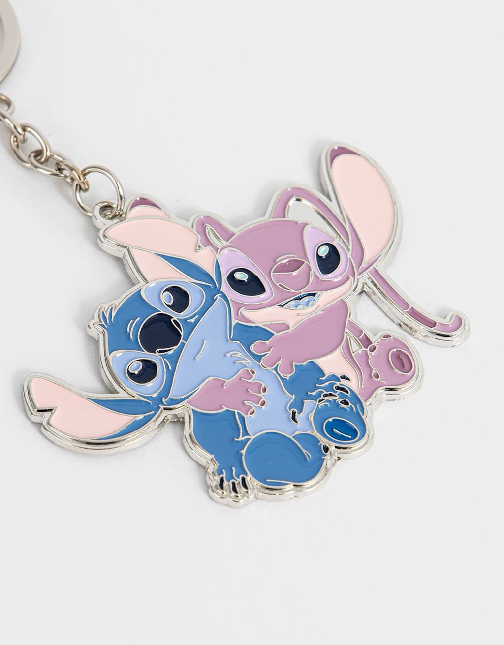 Chaveiro Metálico Stitch & Angel Prata 3