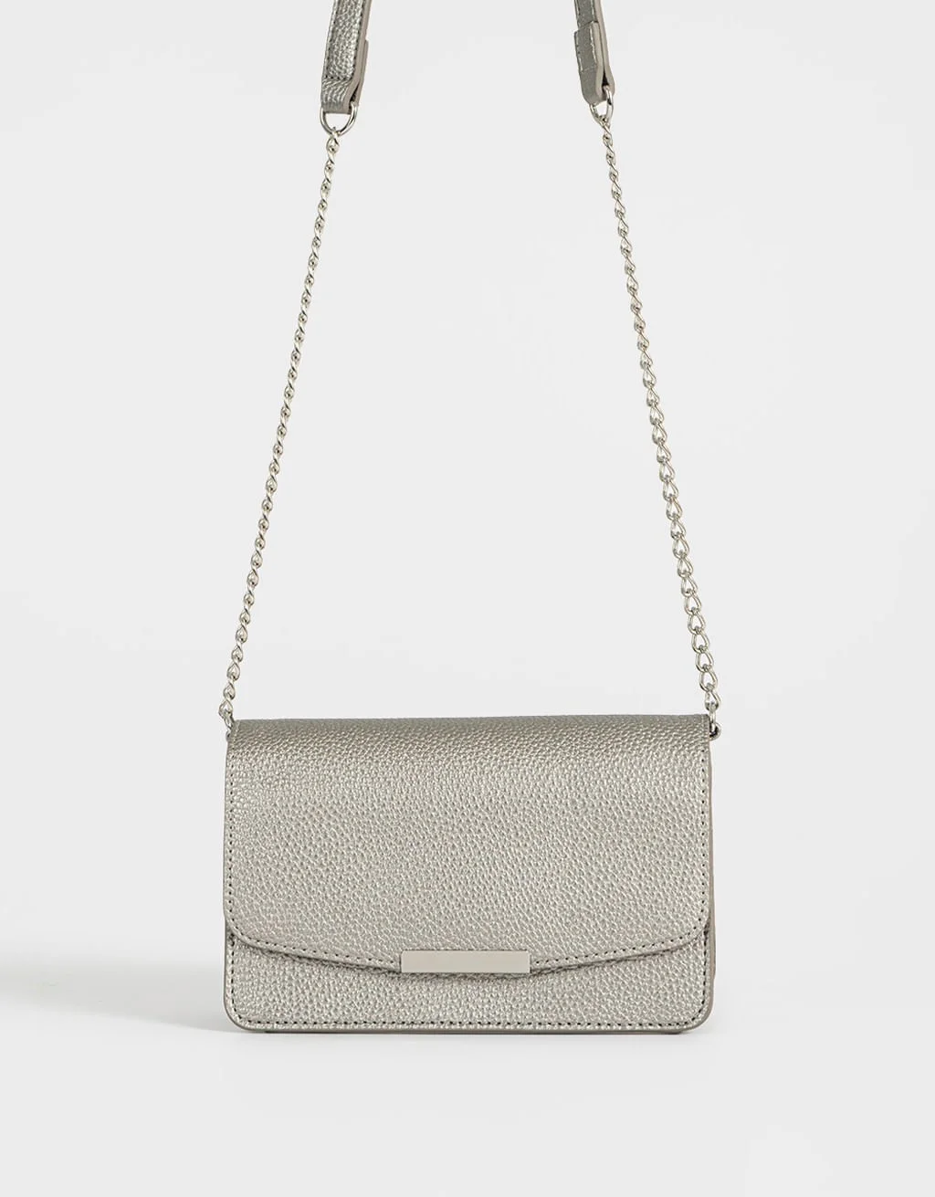 Bolsa Tiracolo Corino Basic Prata 2