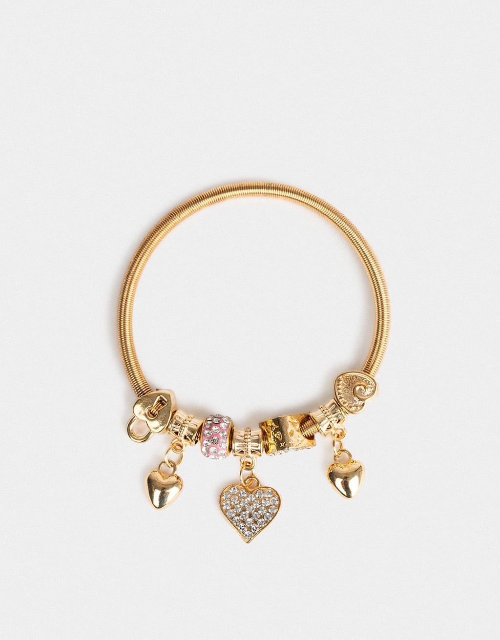 Pulseira Flexível Multicharms Strass Cute Dourado 1