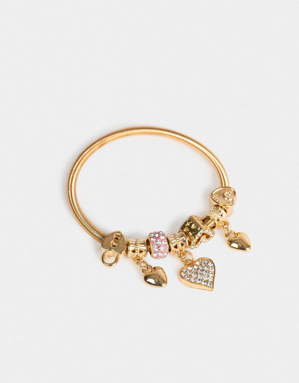 Pulseira Flexível Multicharms Strass Cute Dourado 2