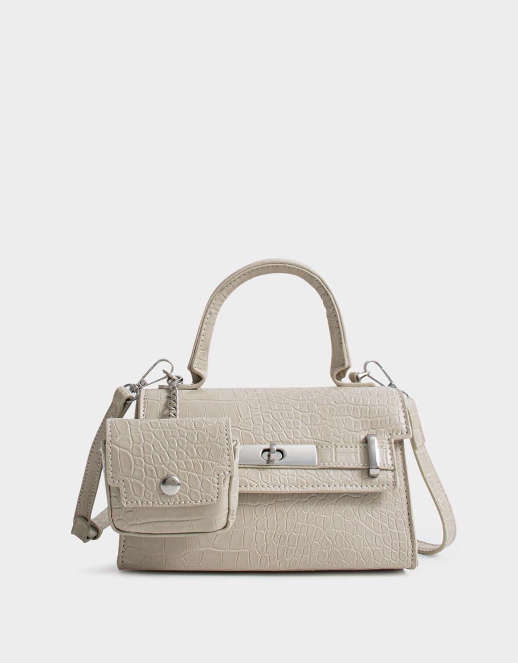 Bolsa City Corino Croco com Pouch Girl Boss Off White 2