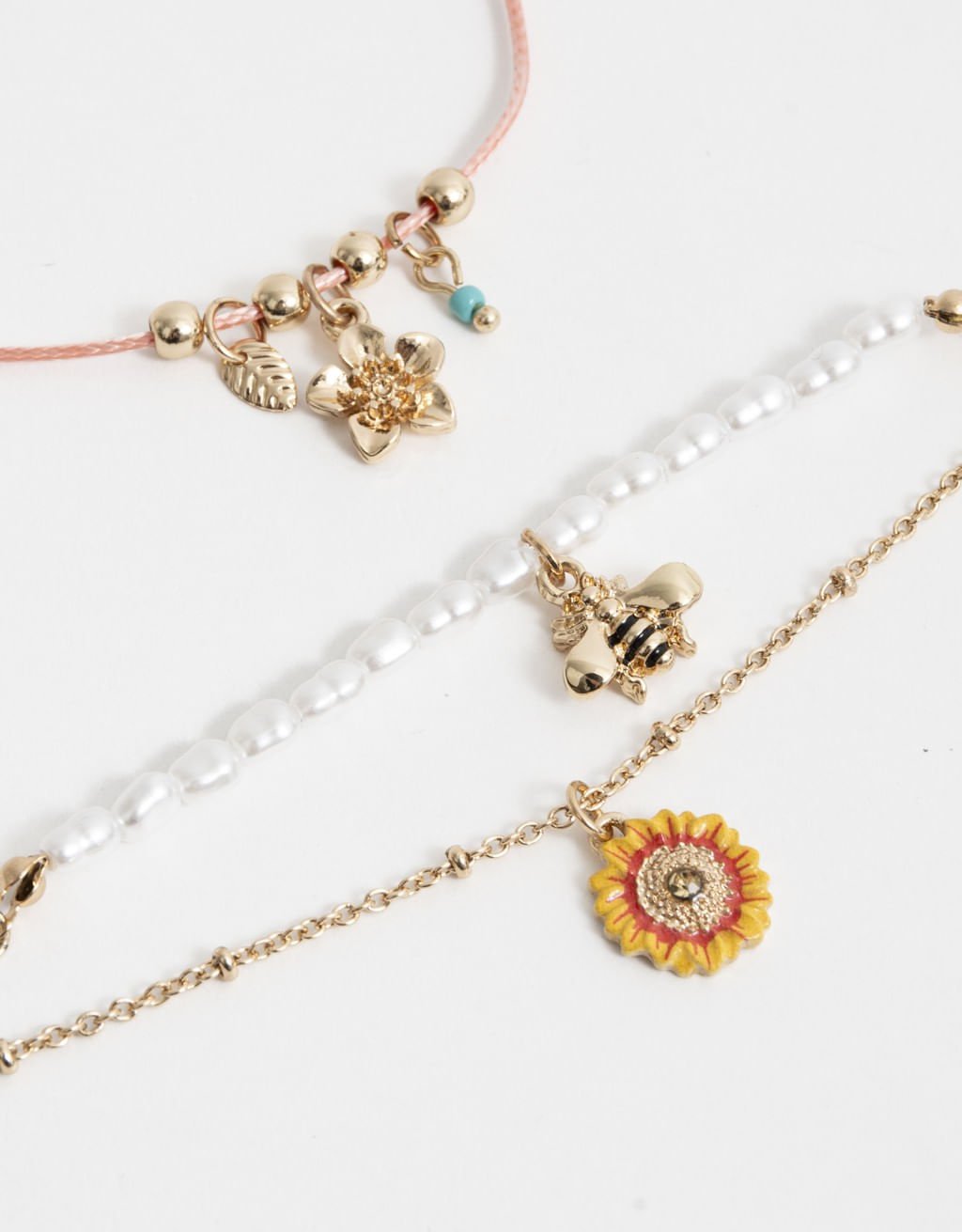 Kit 02 Pulseiras Flexíveis Douradas Charms Boho Dourado 3