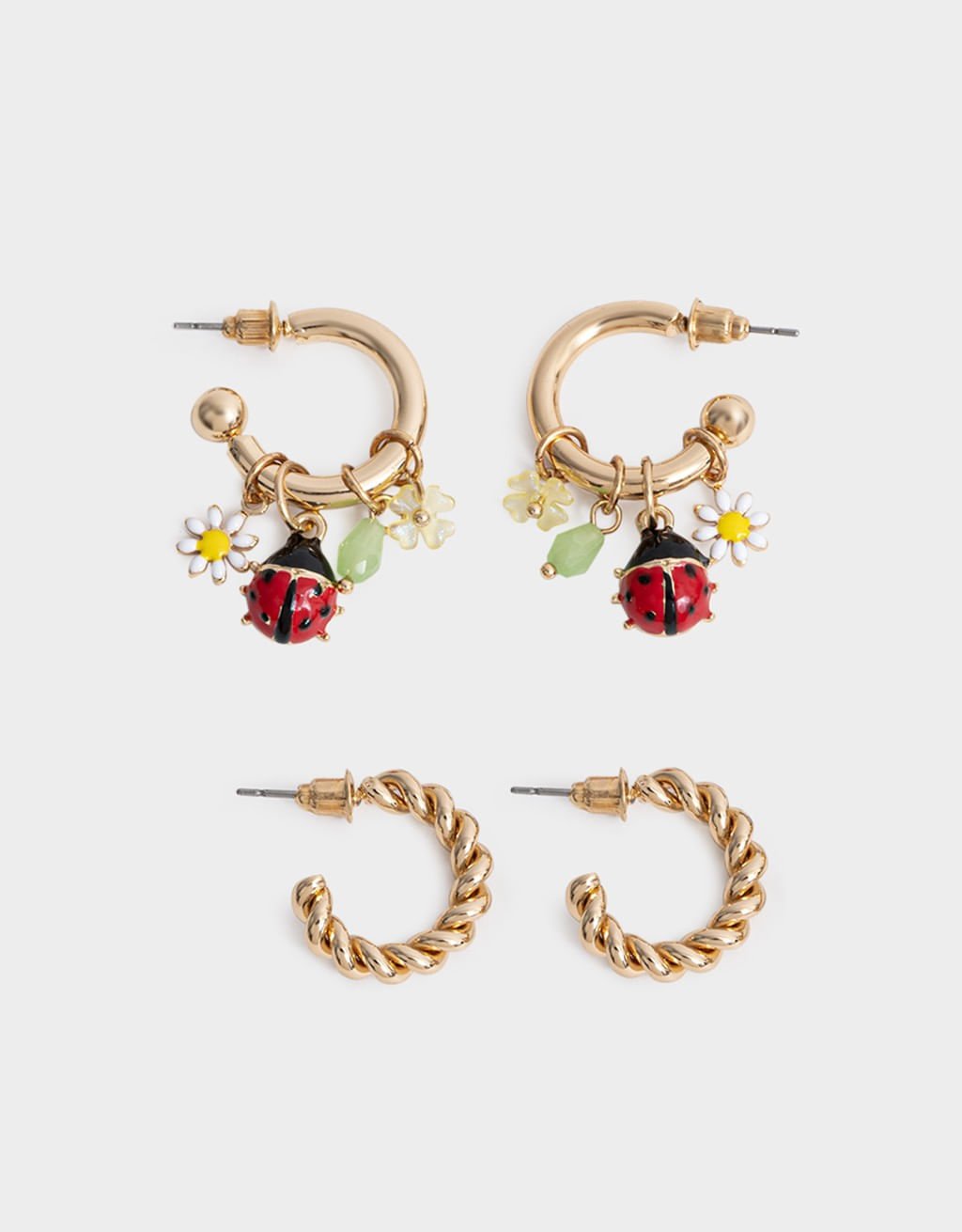 Kit de Argolas Douradas Charms Boho Dourado 2