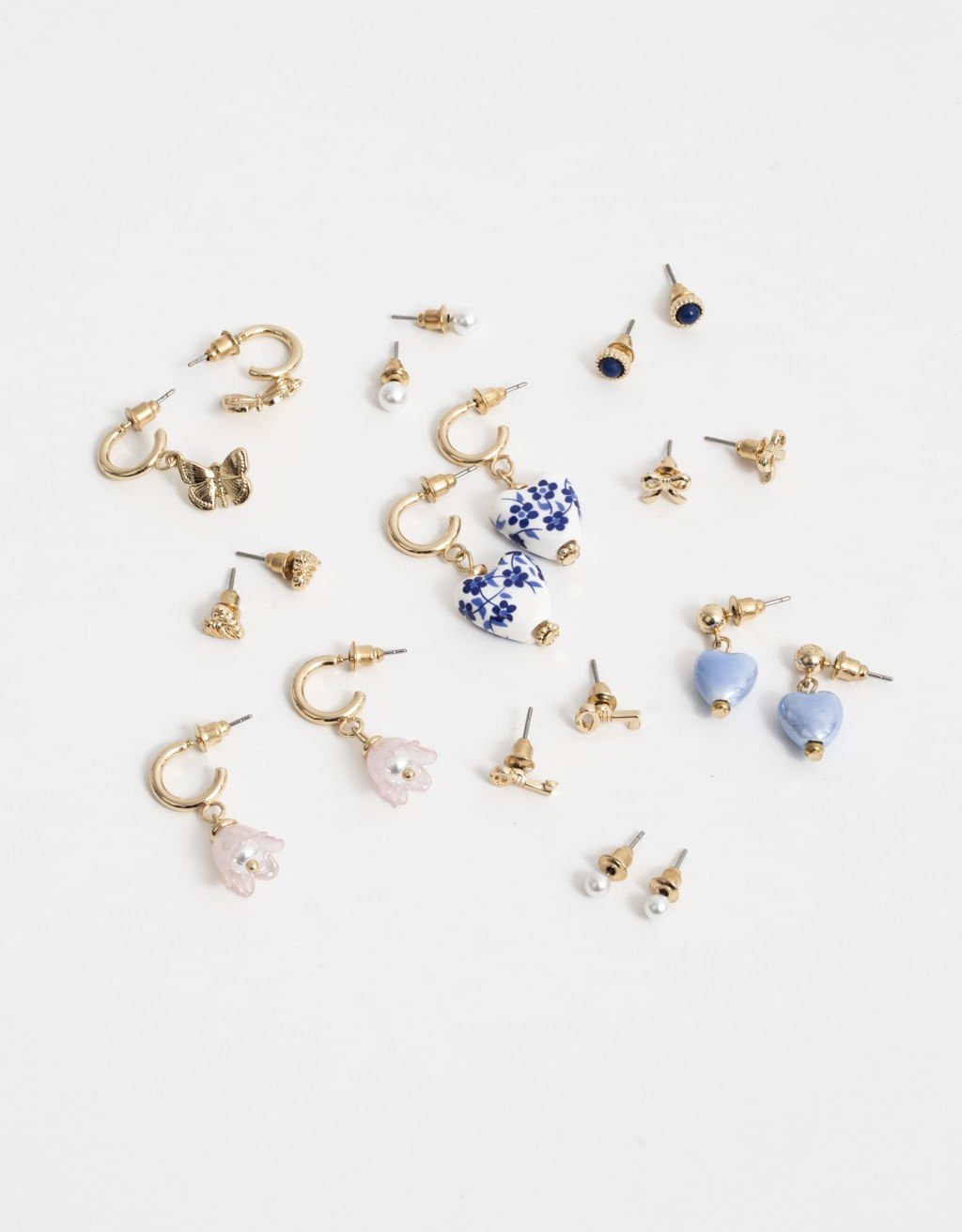 Kit 10 Pares de Brincos Charms Boho Dourado 3