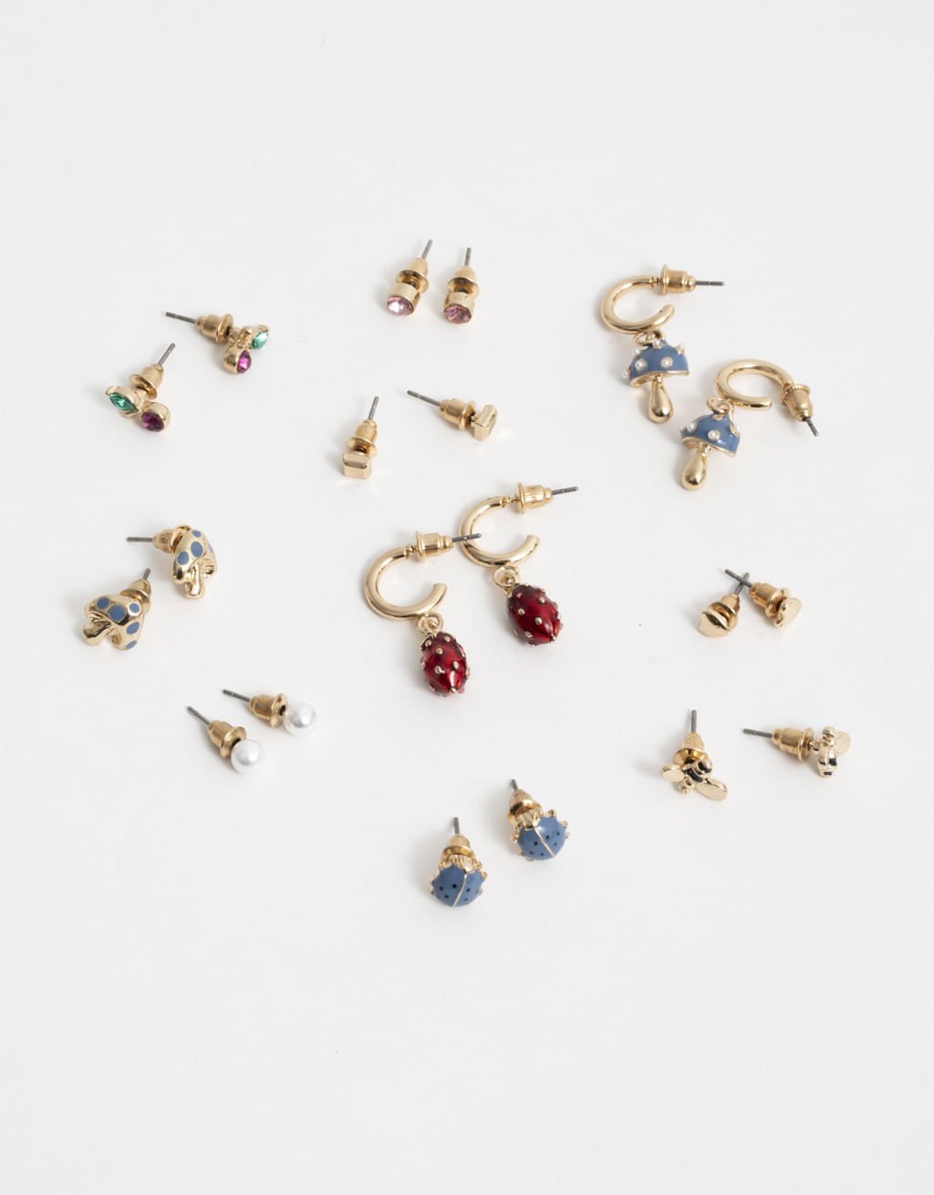 Kit 10 Pares de Brincos Charms Boho Dourado 3
