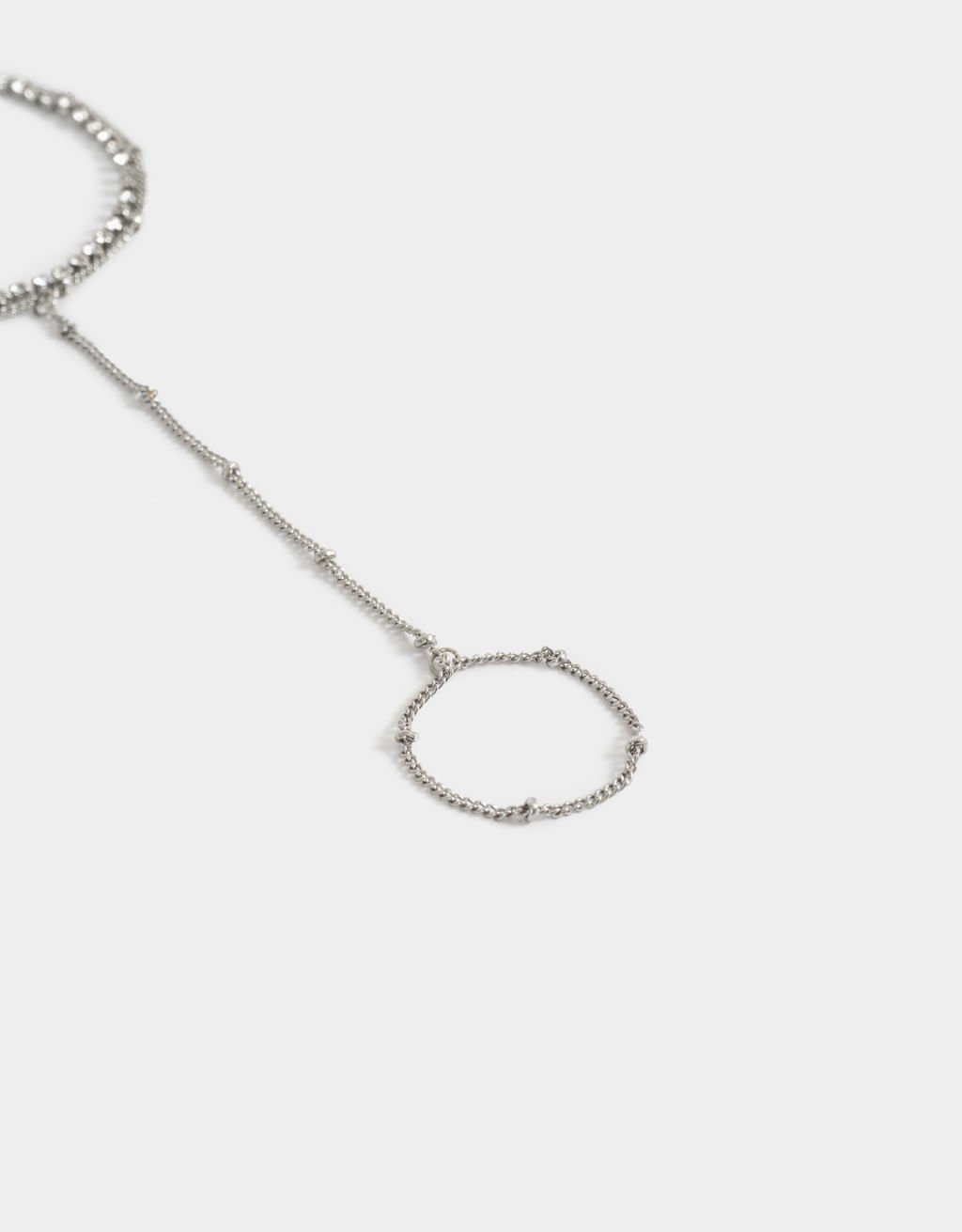 Pulseira Flexível com Anel Prateado Strass My Everyday Jewelry Prata 3