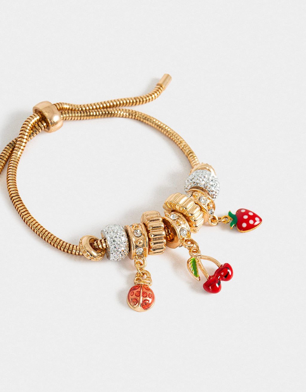 Pulseira Flexível Multicharms Boho Dourado 2