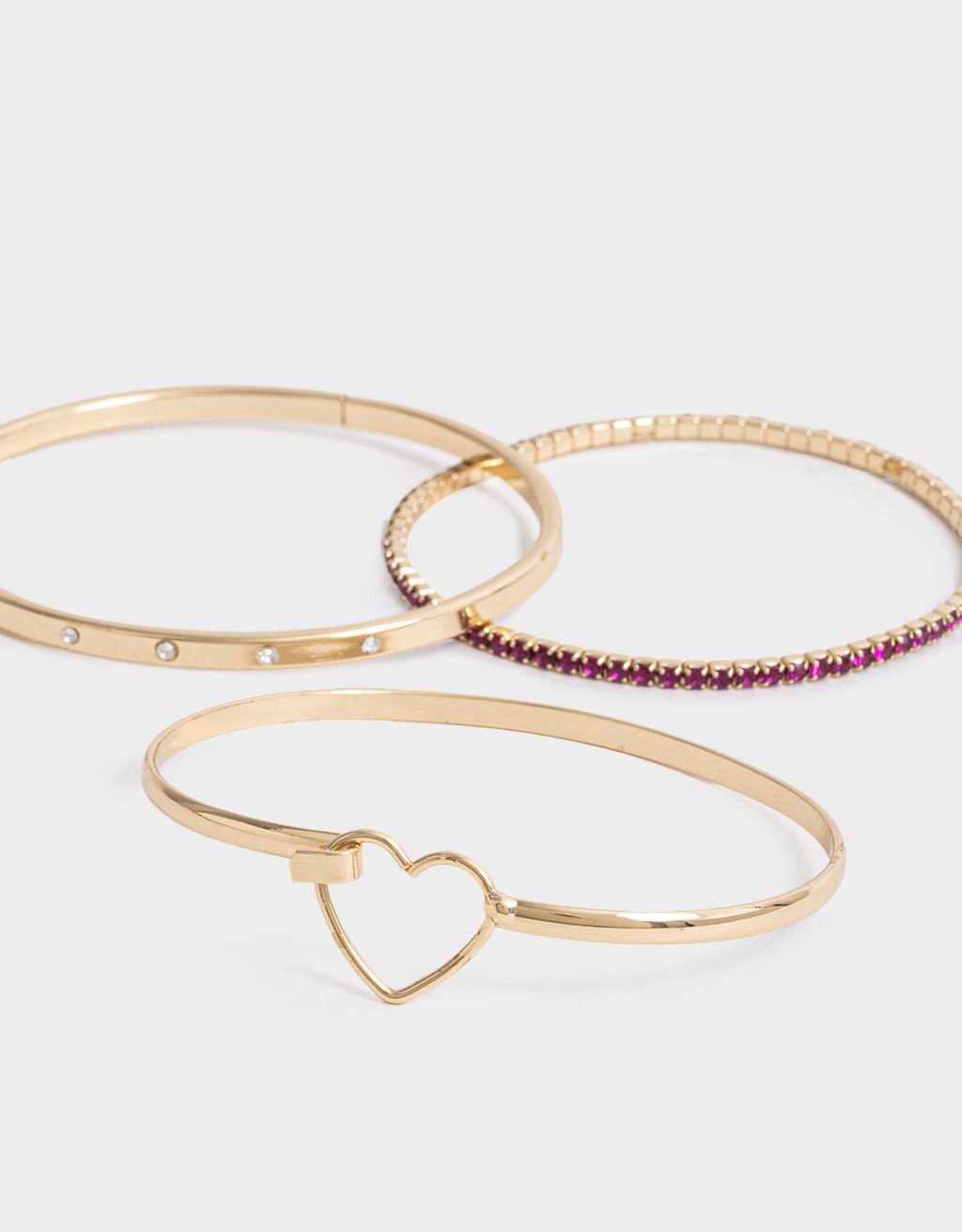 Kit 03 Pulseiras Rígidas Douradas Strass Boho Dourado 3