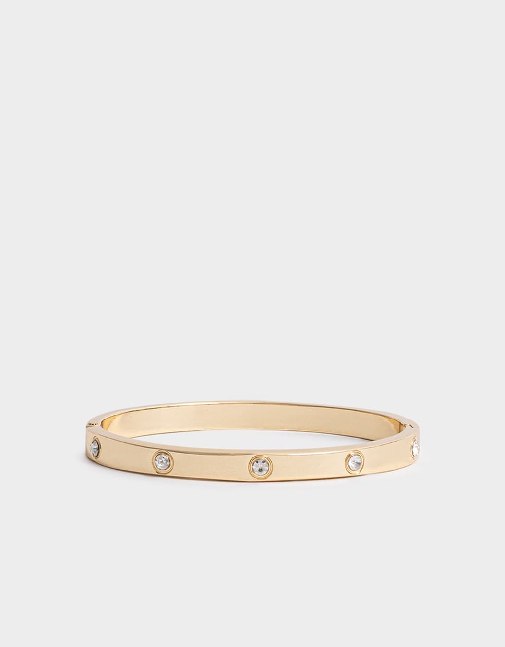 Pulseira Rígida Dourada Strass Boho