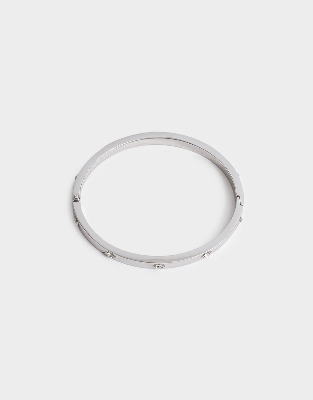 Pulseira Rígida Prateada Strass Boho Prata 2