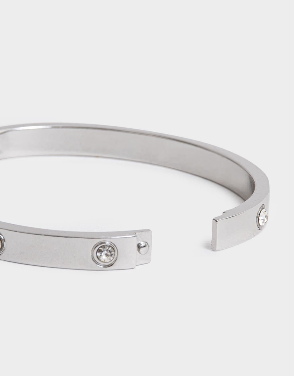 Pulseira Rígida Prateada Strass Boho Prata 3