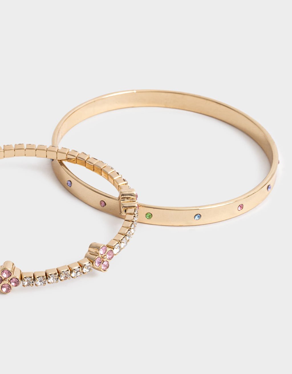 Kit 02 Pulseiras Rígidas Douradas Strass Boho Dourado 2