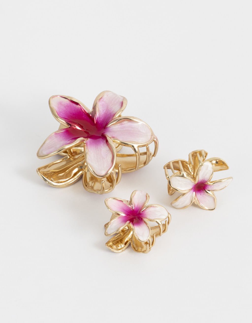 Kit 03 Piranhas Flores de Metal Boho Rosa 2