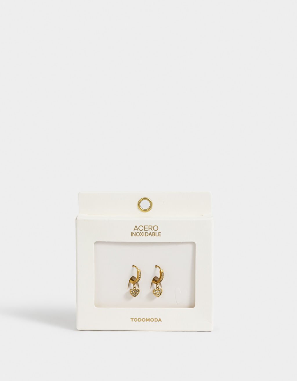 Argola Aço Inoxidável Charm Coração & Strass Premium