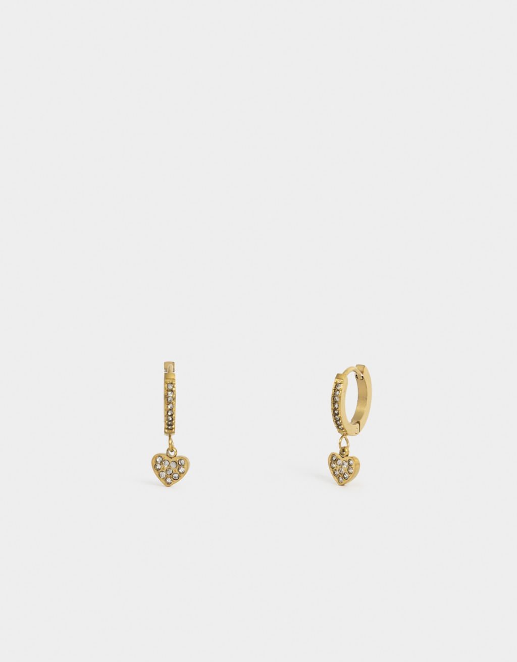 Argola Aço Inoxidável Charm Coração & Strass Premium Dourado 2