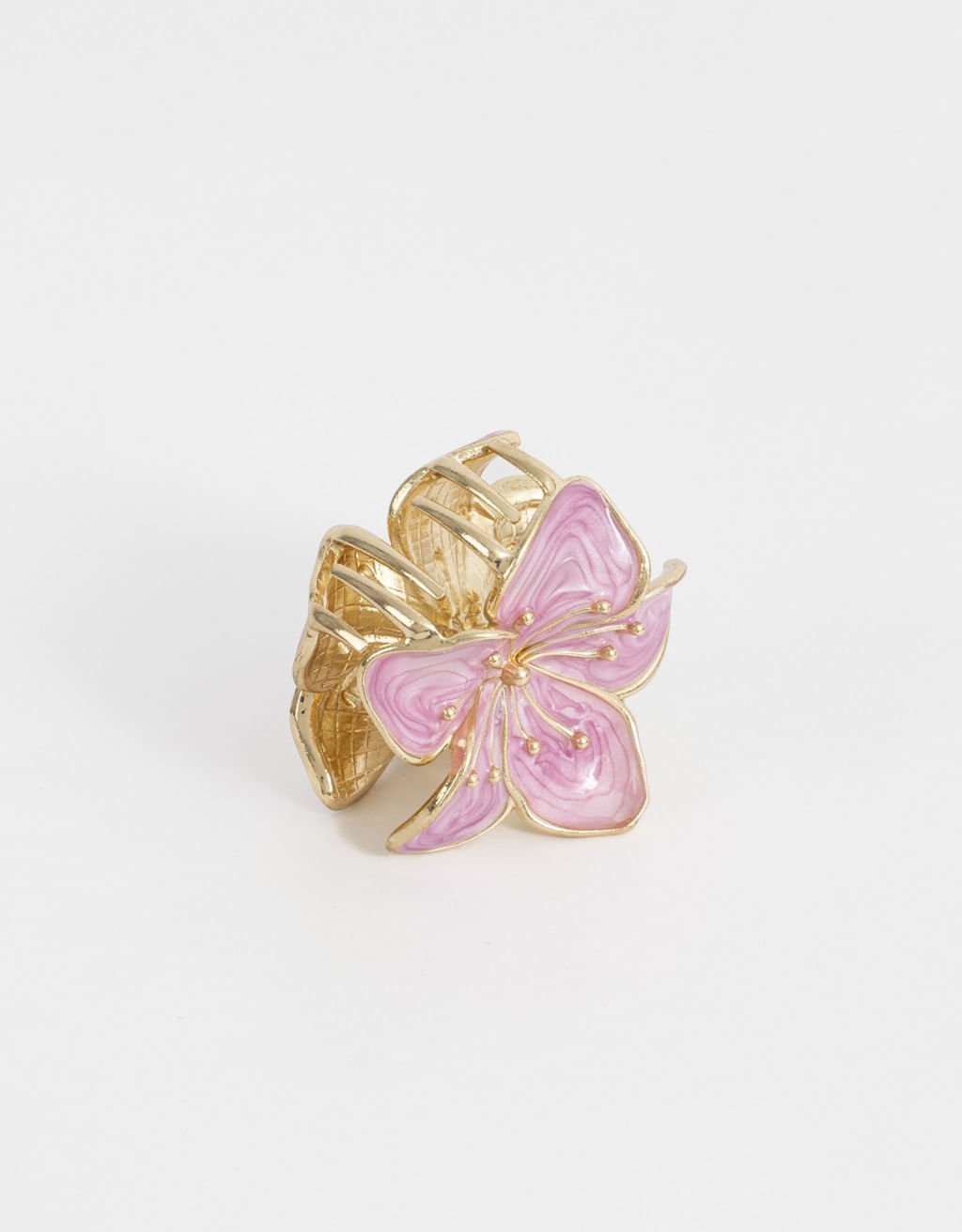 Piranha de Flor Metal Boho Dourado/Rosa 2