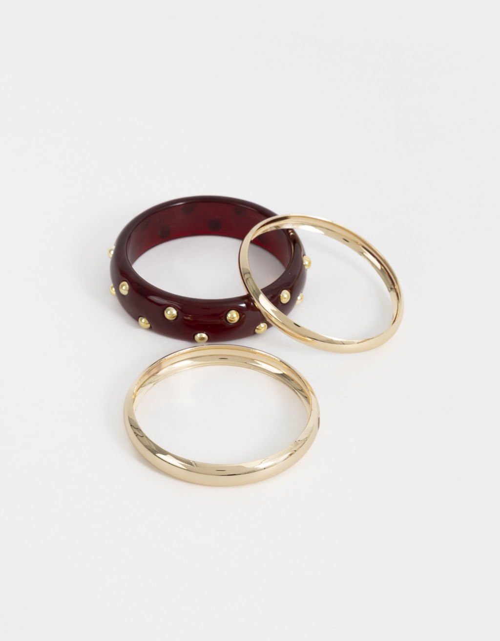 Kit 03 Pulseiras Rígidas de Resina Boho Dourado 5
