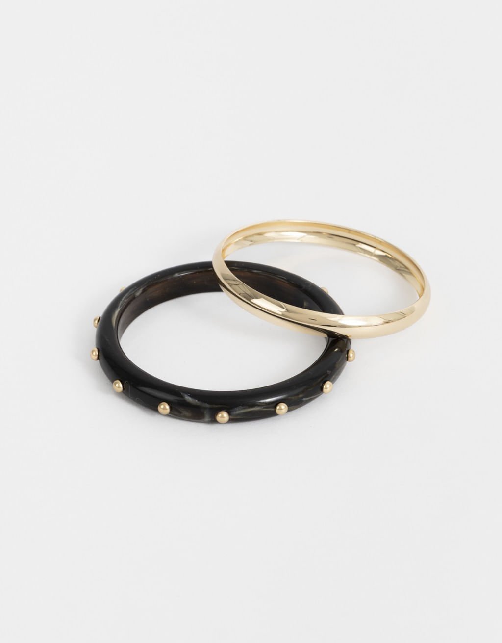 Kit 02 Pulseiras Rígidas de Resina Boho Preto/Dourado 3