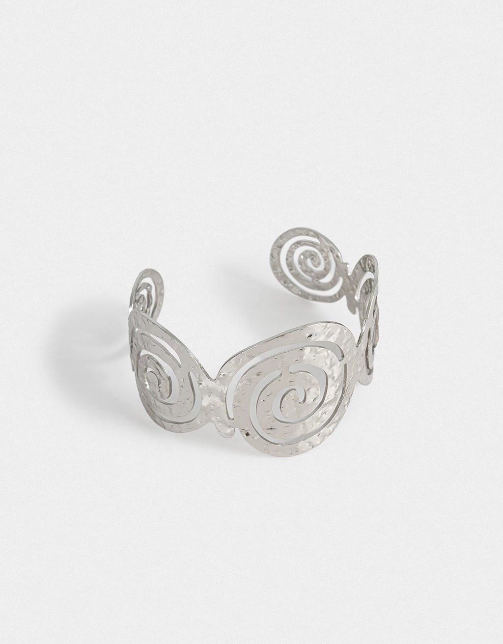 Bracelete Martelado Espiral Boho Prata 2