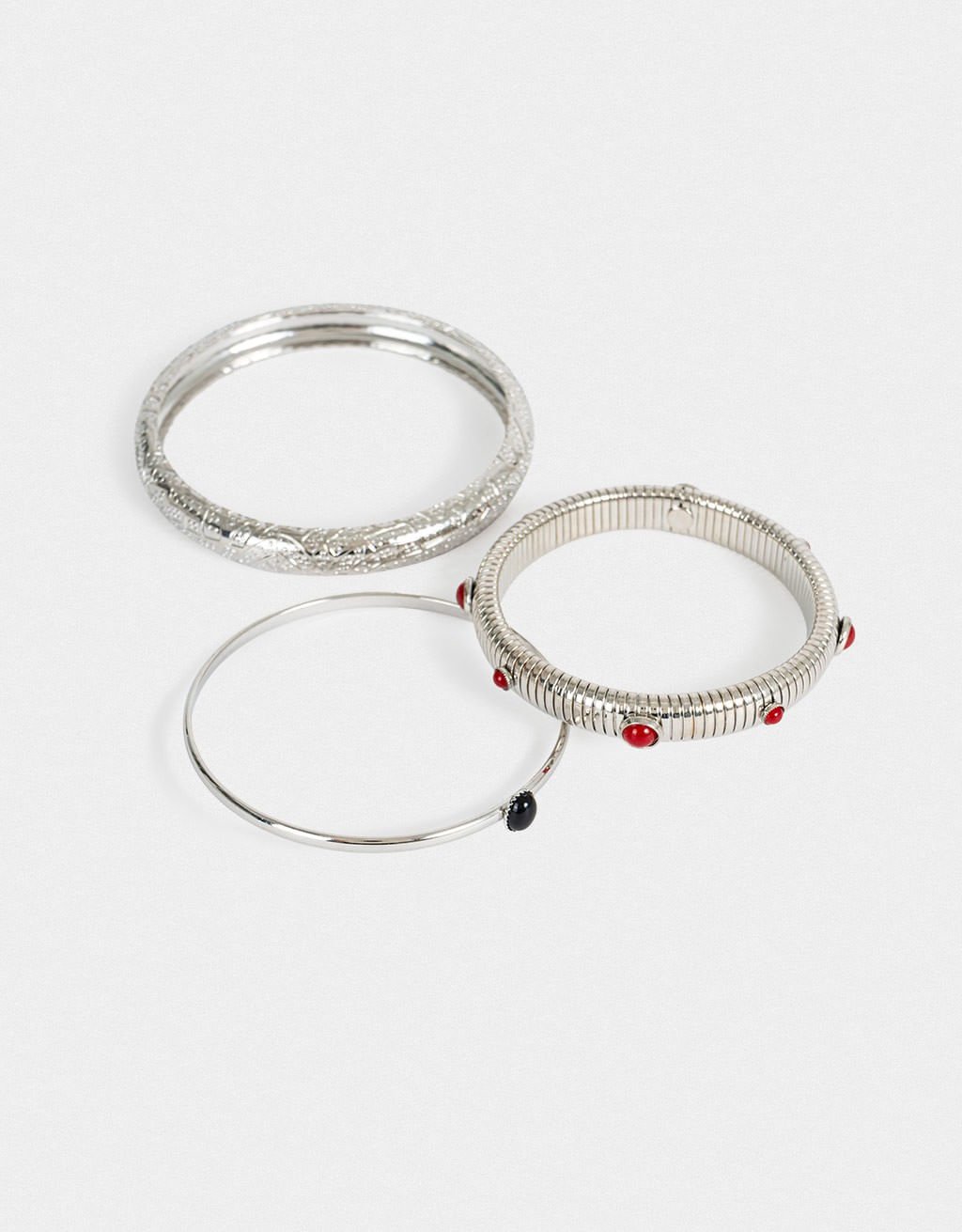 Kit 03 Pulseiras Rígidas Boho Prata 2