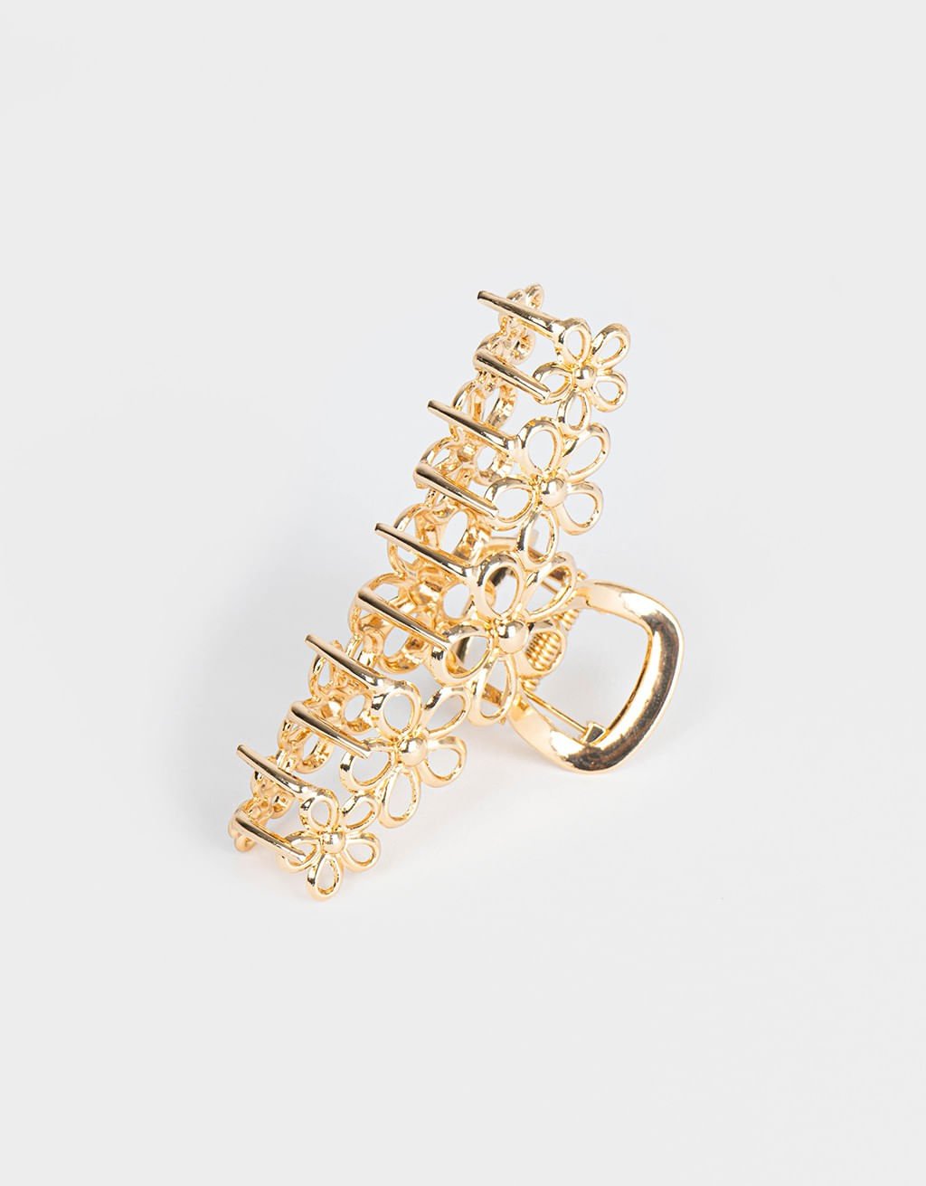 Piranha Metal Com Flores Romantico Dourado 2