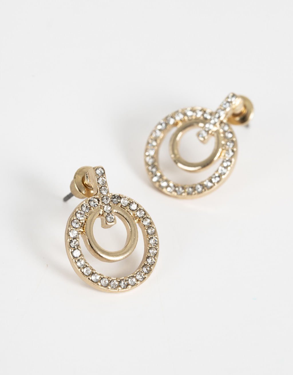 Brincos Pendentes Com Strass Basic Dourado 2