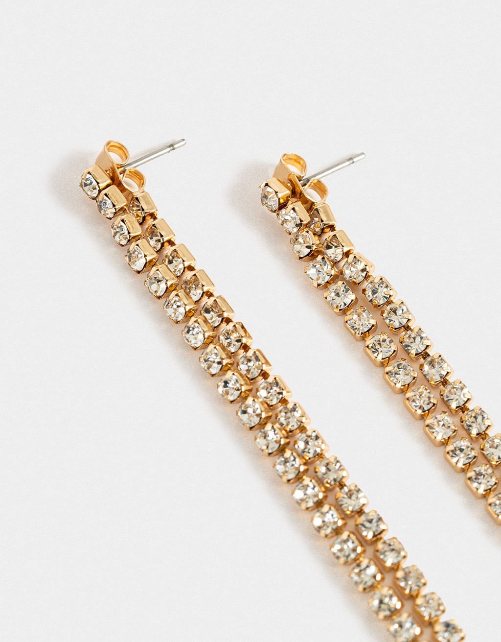 Brinco Longos Pendentes De Strass Basic Dourado 2