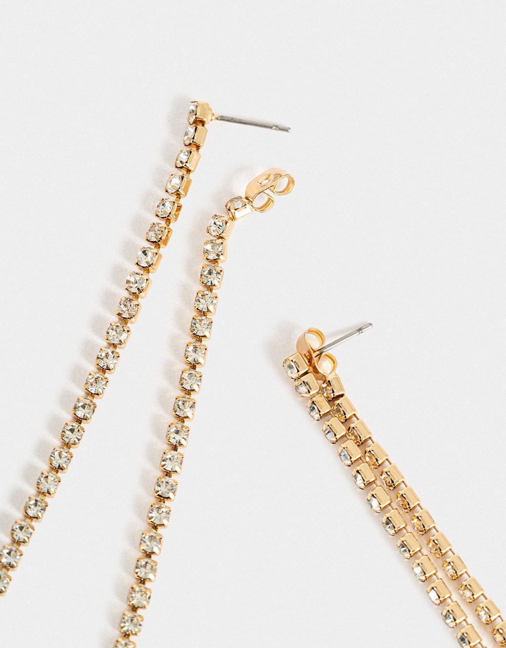 Brinco Longos Pendentes De Strass Basic Dourado 3
