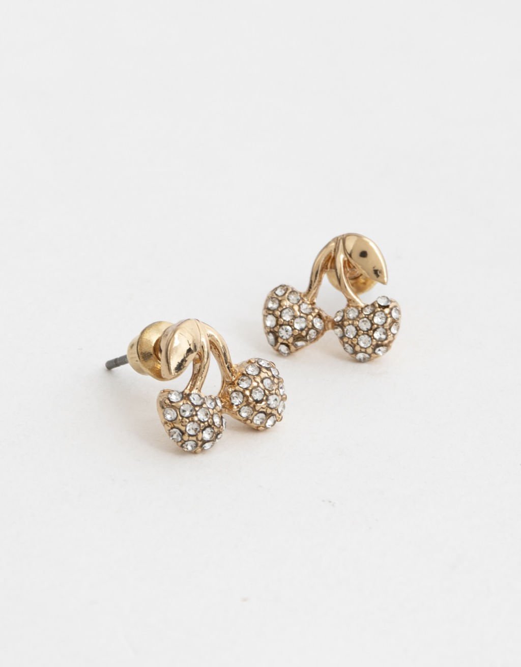 Brincos Cereja Strass Basic Dourado 2