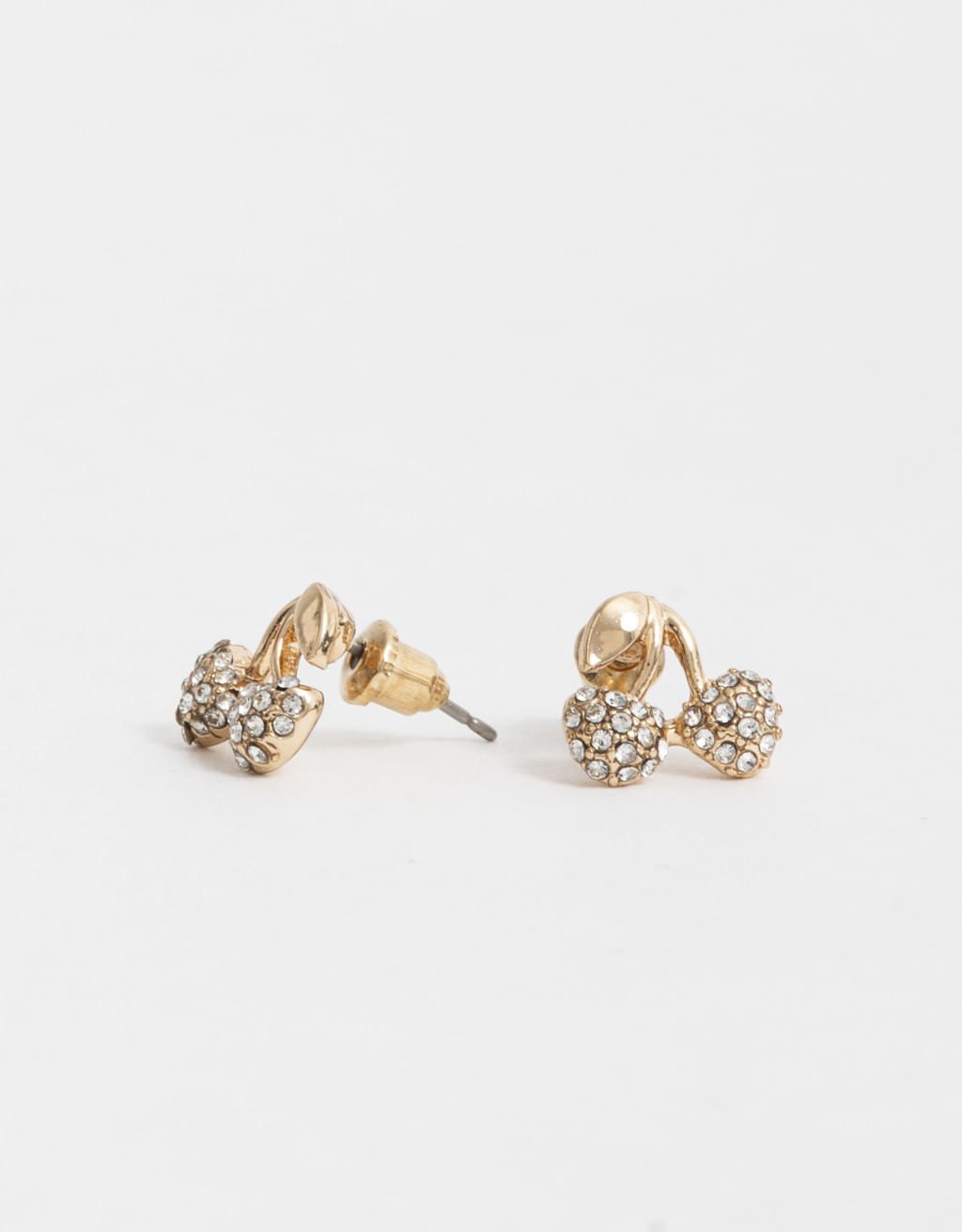 Brincos Cereja Strass Basic Dourado 3