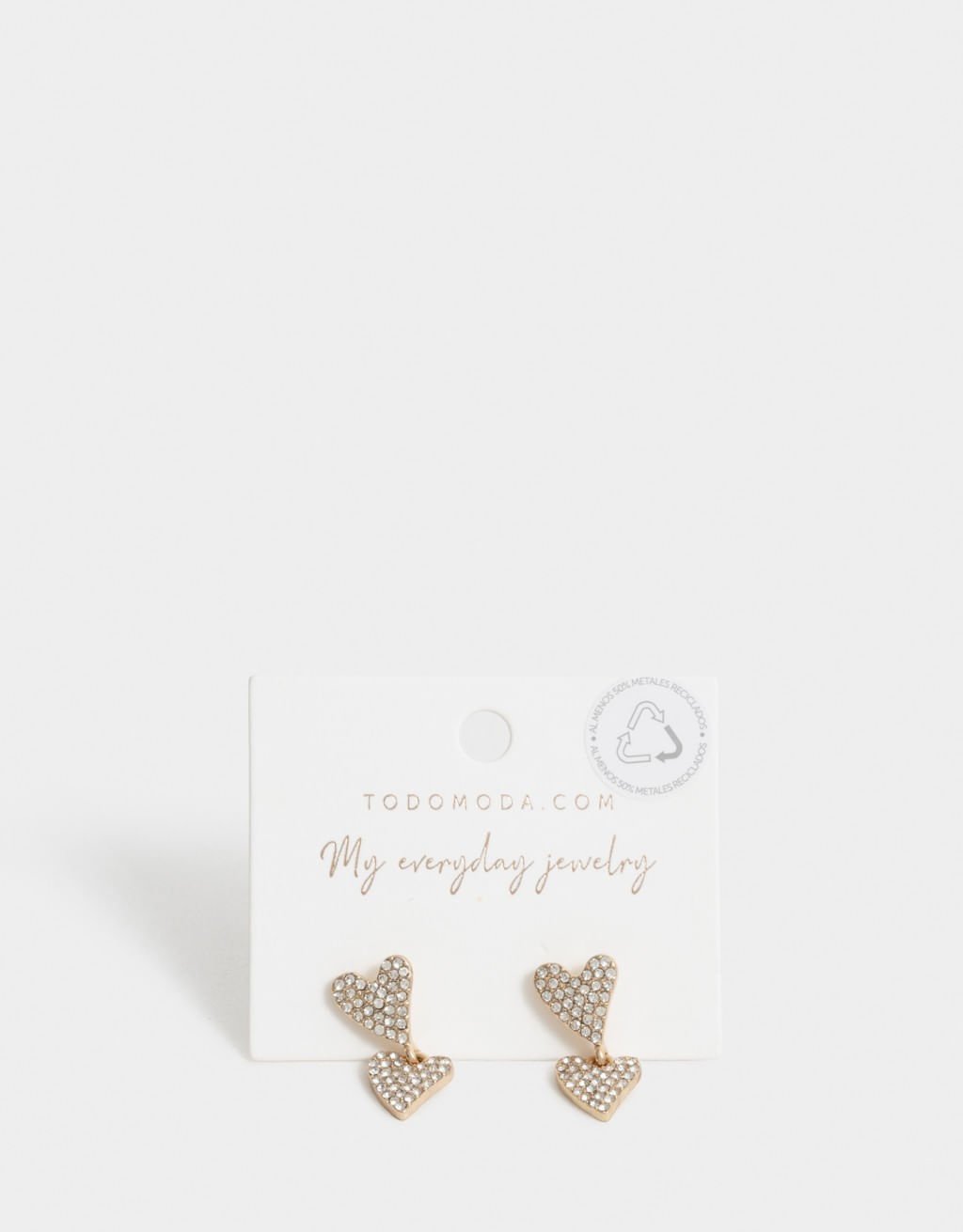 Brincos Curto Coração Com Strass Basic Dourado 4