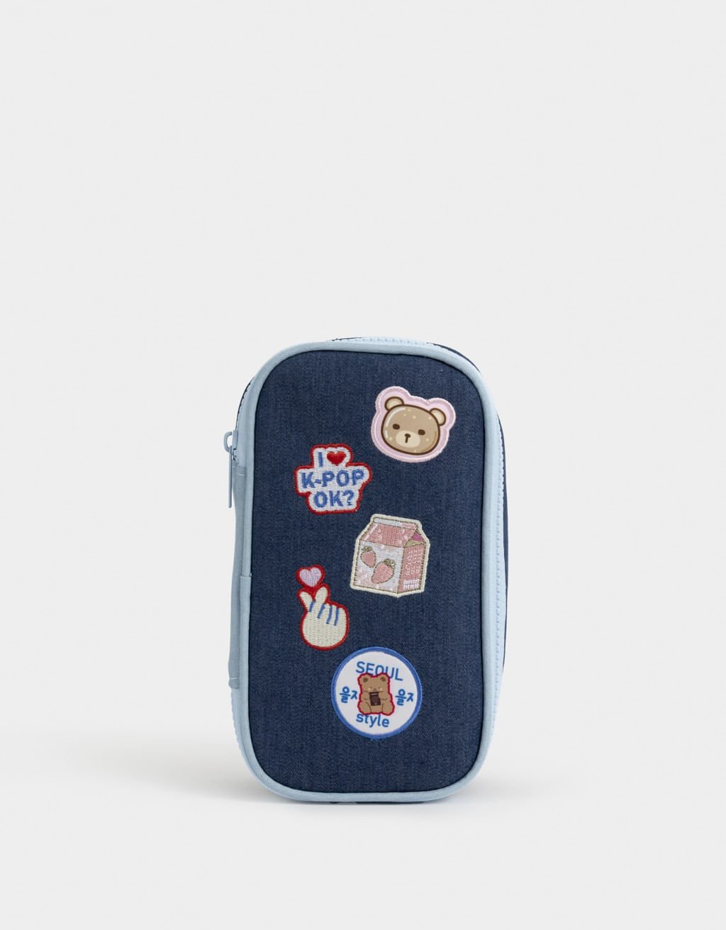 Estojo Jeans Patches K-Pop Brit Korean Vibes