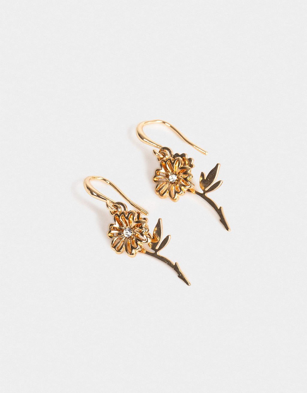 Brinco Pendentes Com Charm De Flor Romantico Dourado 2