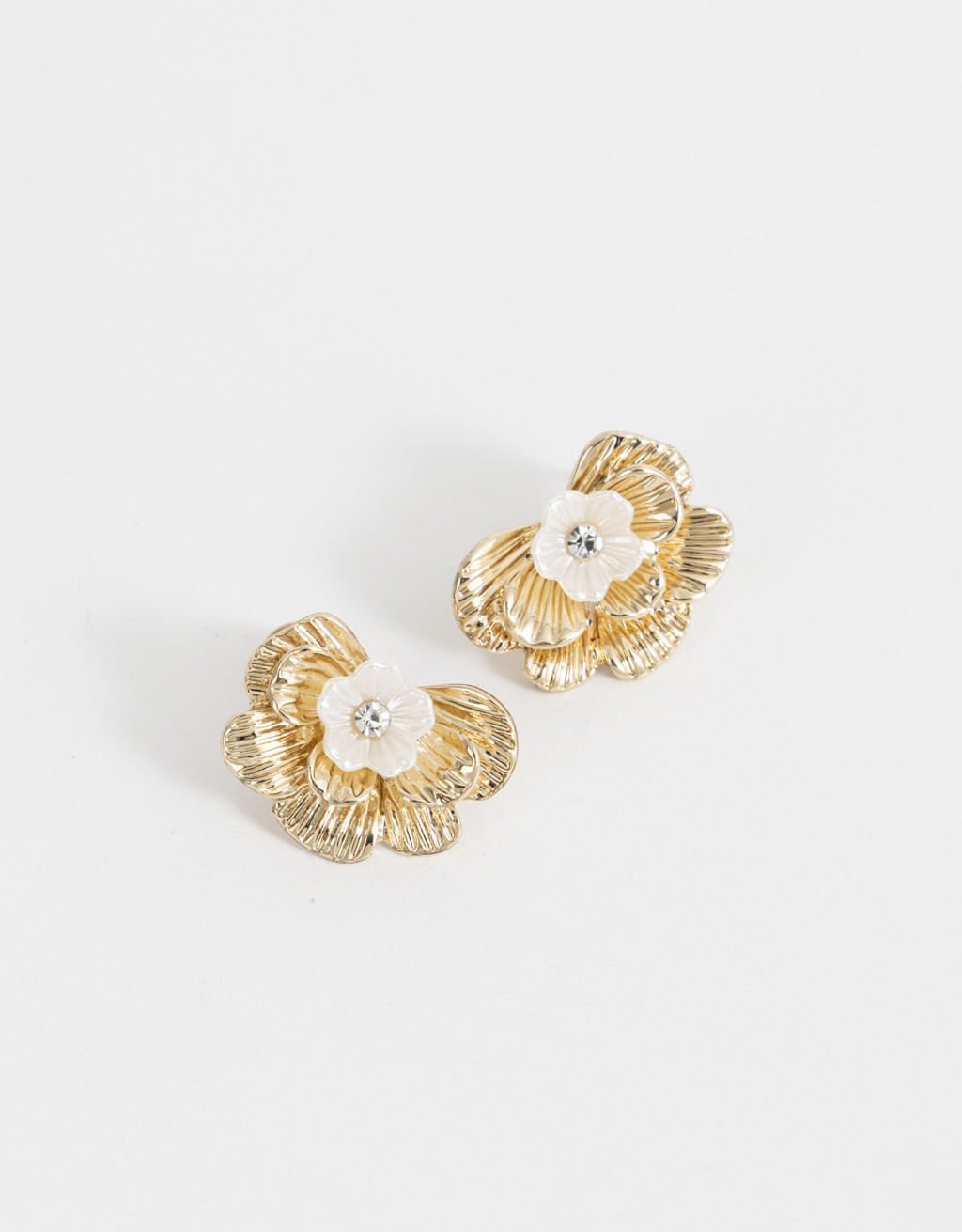 Brinco Florais Strass Cottage Picnic Dourado 3