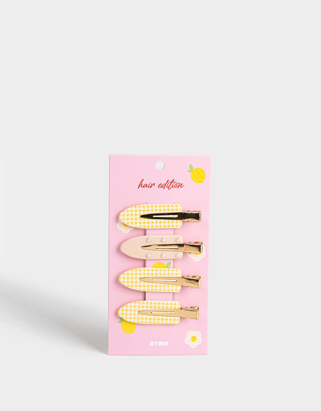 Kit 04 Presilhas de Cabelo Picnic Amarelo/Rosa 3