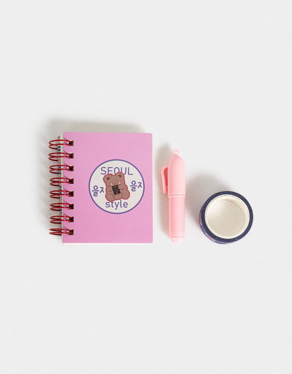 Kit Papelaria Mini Pouch K-Pop Brit Korean Vibes Rosa 2